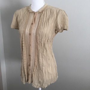 2/$10 Vintage lace button down short sleeved top